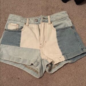 Patchwork Denim Shorts